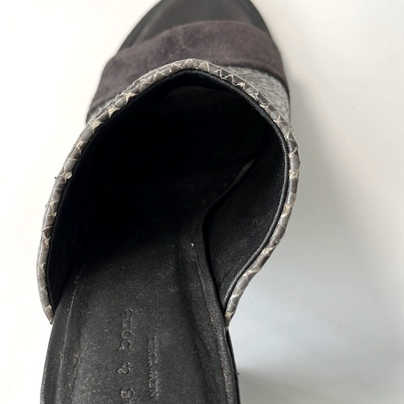 Rag & Bone 'Tristan' Suede Snake Print Leather Mule Sandals, Black, size 6.5 - Picture 16 of 16